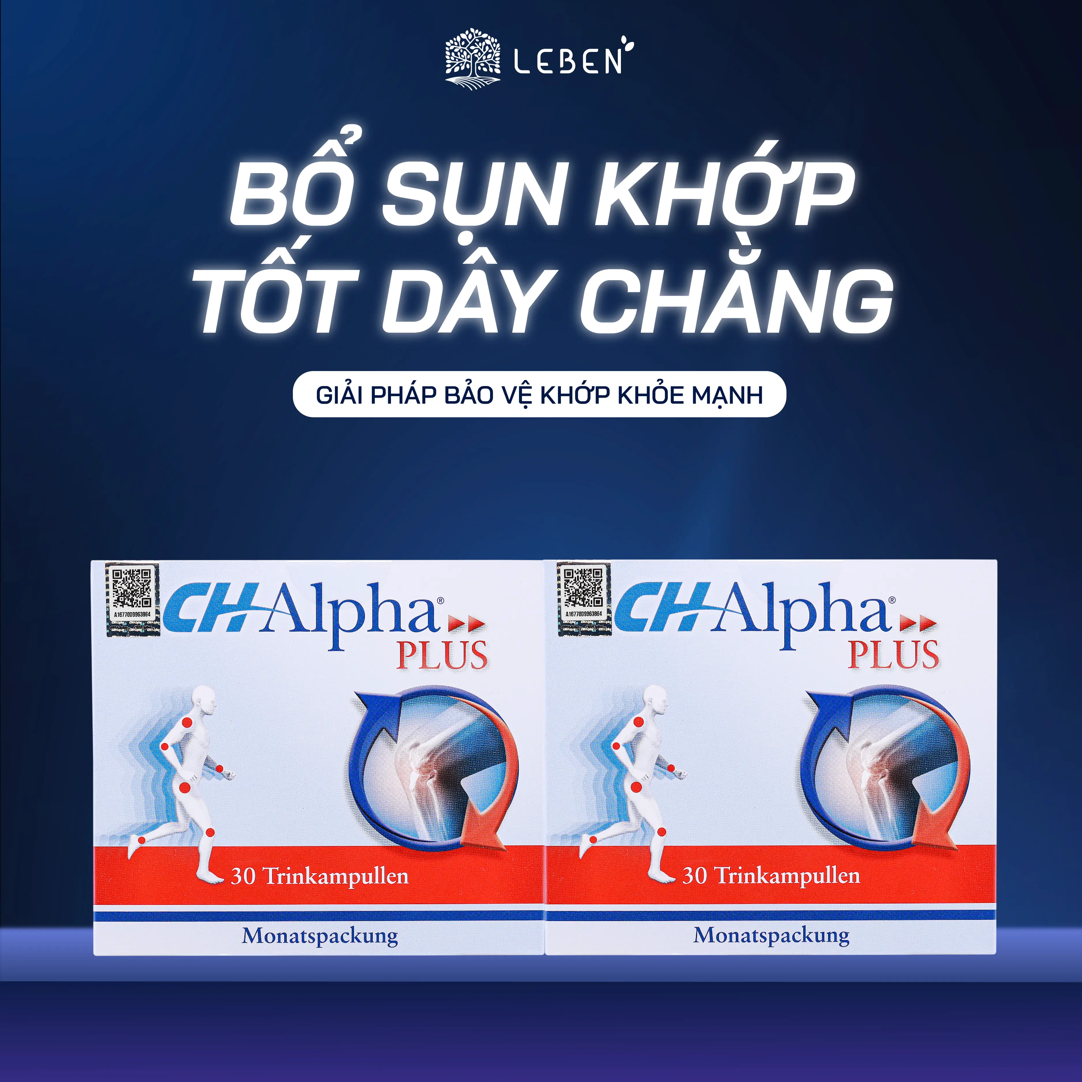 Set 2 Hộp Collagen sụn khớp CH-Alpha PLUS dạng nước cung cấp dinh dưỡng, hỗ trợ tái tạo sụn, khớp từ Đức 2x30x30ml