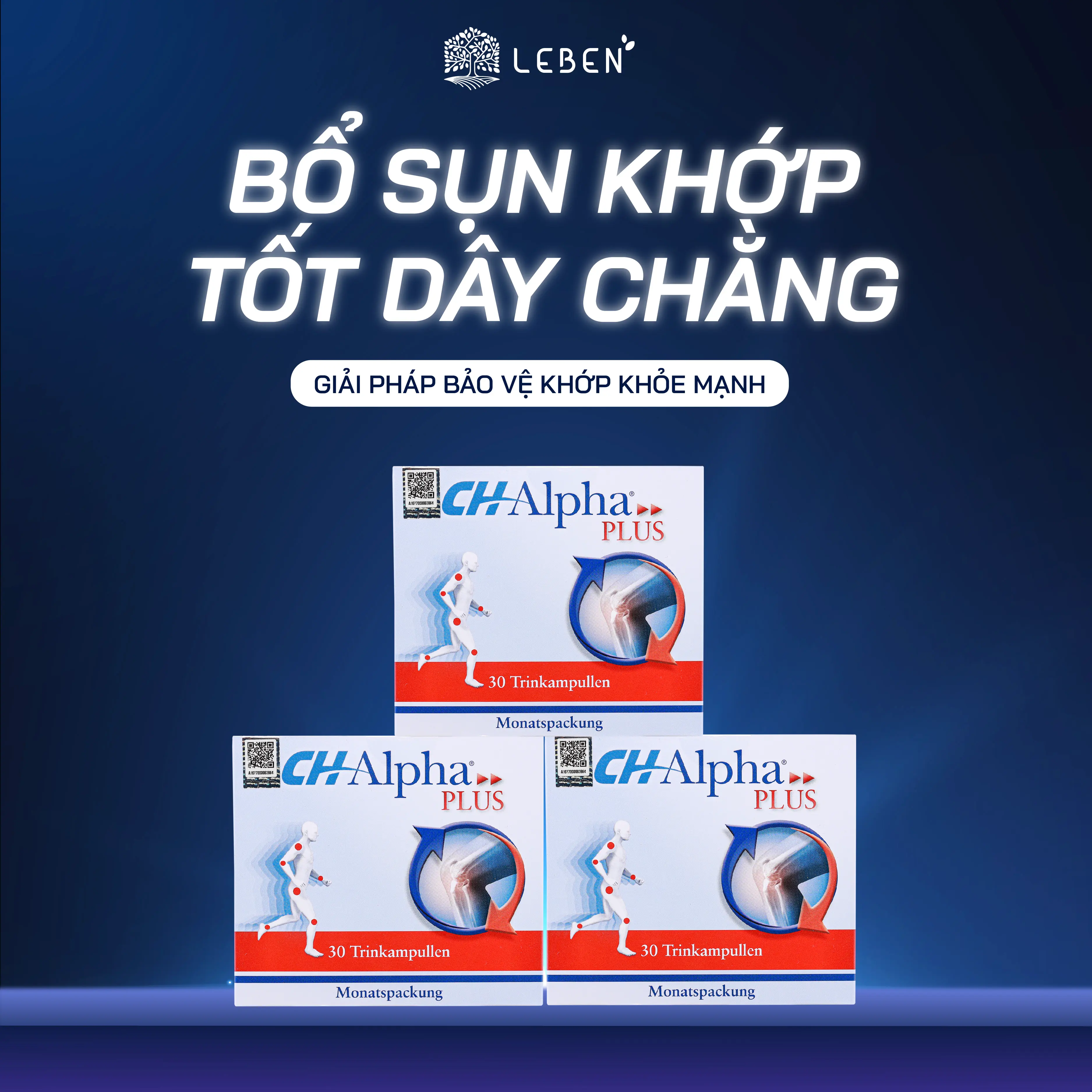Combo 3 Hộp Collagen Sụn Khớp CH-Alpha PLUS Từ Đức - Ngăn Ngừa Thoái Hóa, Hỗ Trợ Tái Tạo Và Phục Hồi Khớp 2x30*25ml