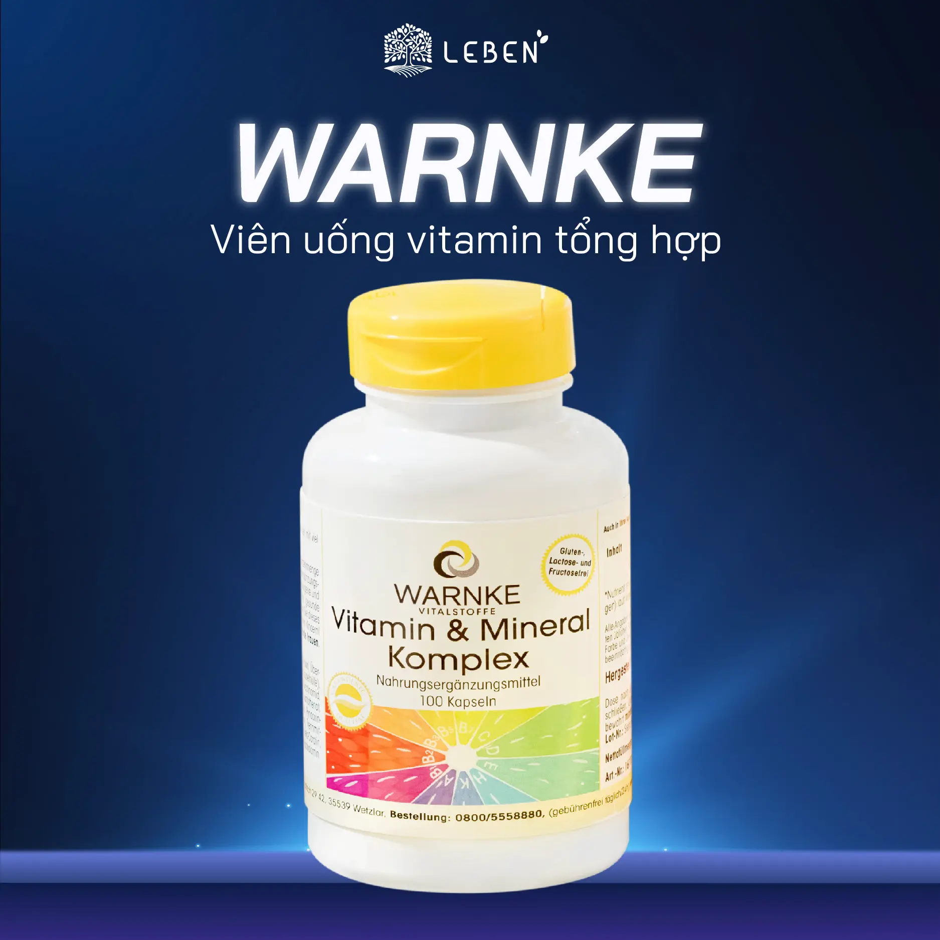Viên uống Tổng hợp Vitamin & Mineral Warnke Komplex Hộp 100 viên Hỗ Trợ Bổ Sung Vitamin Tăng Sức Đề Kháng
