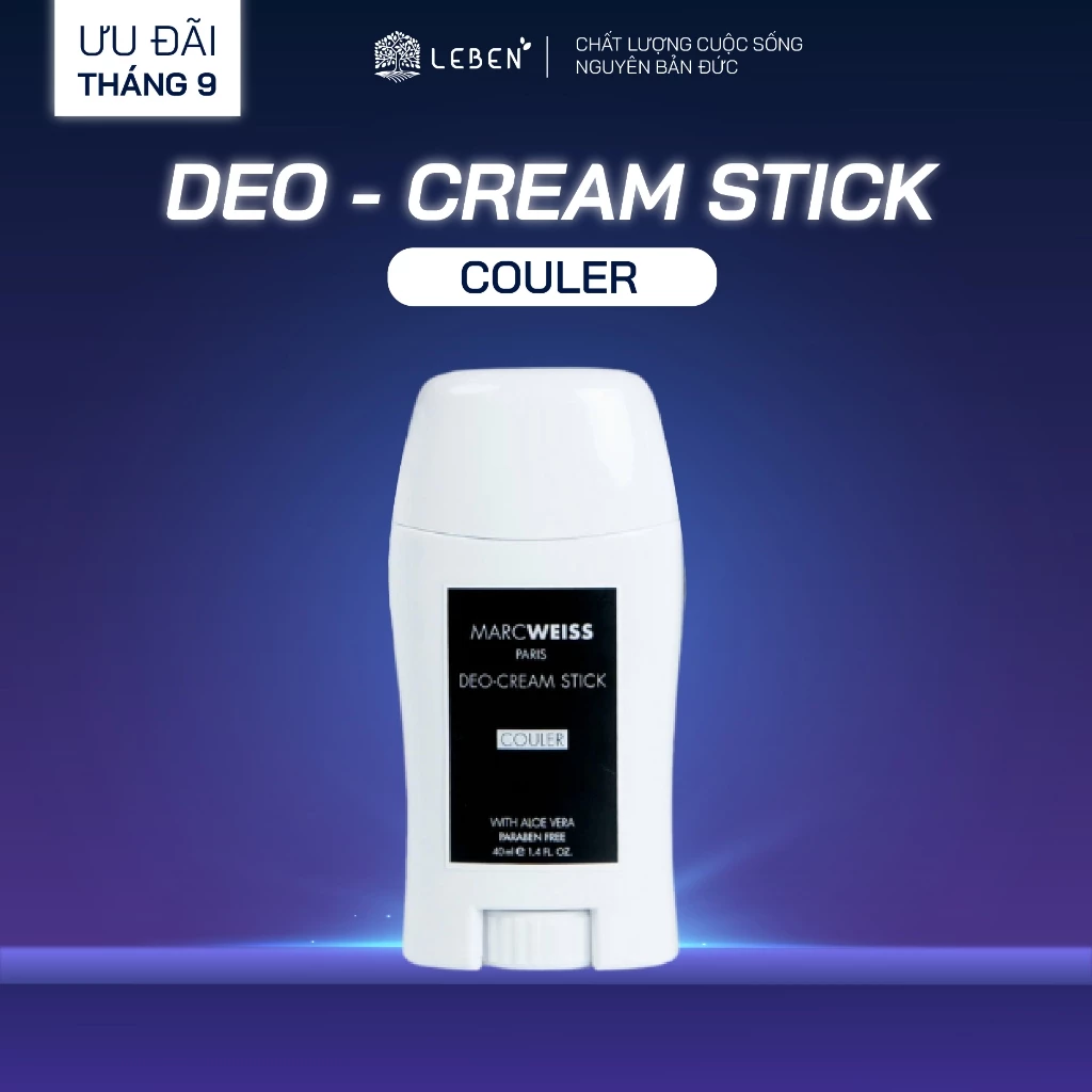 Lăn khử mùi 4 trong 1 Deo MarcWeiss Couler - Hương Classic (đậm mùi hơn): dạng kem dưỡng sáng da, ngăn mồ hôi và tích hợp hương nước hoa cao cấp từ Đức 40ml